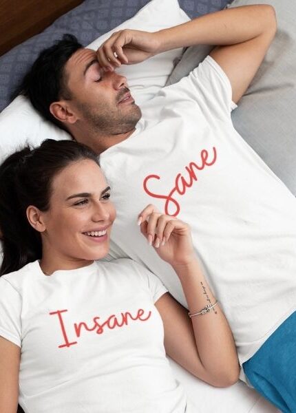 sane insane couple tshirt