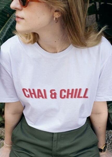 chai and chill t shirt for chai lovers girls white viral prints