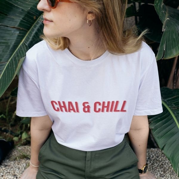 chai and chill t shirt for chai lovers girls white viral prints