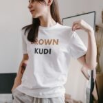 brown munde t shirt online india viral print brown kudi women