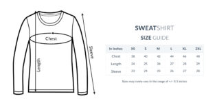 viral print sweatshirt size guide