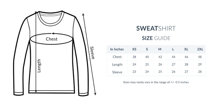 viral print sweatshirt size guide