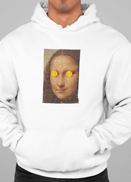 mona lisa bitcoin face hoodie